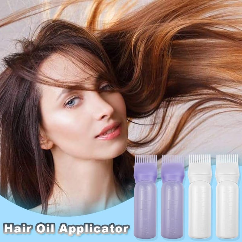ELANE 4 Pack Root Comb Applicator Bottle,Oil Comb Applicator for Hair Dye Shampoos Hair Salons (2 purple + 2 white) - Image 5